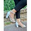 image:imageTOP Moda Womens Rhinestone Chunky Heel Ankle Strap SandalsWhite Pu