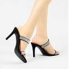 image:imageTOP Moda Womens Rhinestone Embellished Double Strap Open Toe Slide Stiletto Heel Mule SandalsBlack