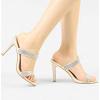 image:imageTOP Moda Womens Rhinestone Embellished Double Strap Open Toe Slide Stiletto Heel Mule SandalsNude