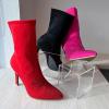 image:imageTOP Moda Womens Rhinestone Stiletto Heel Boots Pointed Toe Ankle BootieRed