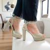 image:imageWomens Rhinestone Platform High Heel Open Toe Ankle Strap SandalsSilver Rhinestone