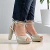image:imageWomens Rhinestone Platform High Heel Open Toe Ankle Strap SandalsSilver Rhinestone