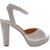 image:imageWomens Rhinestone Platform High Heel Open Toe Ankle Strap SandalsSilver Rhinestone