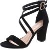 image:imageOver The Toe Cross Strap Block Heel Open Toe Dress SandalBlack