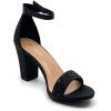 image:imageOver the Toe Strap Ankle Wrap Strap Heel Open Toe Medium Heel Hannah3 Black G 9