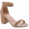 image:imageTOP Moda Delia80 Ankle Strap Dressy High Heel Sandal Nonslip Sole For Wedding Party Prom Evening Wear or Any Occasion Sleek Style Block Heel SandalsRose Gold Rhinestone