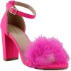 image:imageTOP Moda K 30 Womens Feather Fur Chunky Heel Sandals Nubuck Hot Pink 10
