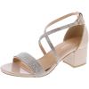 image:imageTOP Moda Over The Toe Strap Ankle Wrap Strap 2 Block Heel Open Toe Dress SandalNude Patent