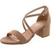 image:imageTOP Moda Over The Toe Strap Ankle Wrap Strap 2 Block Heel Open Toe Dress SandalTaupe