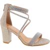 image:imageTOP Moda Rosa66 Ankle Strap Dressy High Heel Sandal Nonslip Sole For Wedding Party Prom Evening Wear or Any Occasion Sleek Style Block Heel SandalsChampagne Glitter