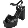 image:imageTOP Moda Women Block Chunky Thick High Heels Sandals Open Toe Platform Ankle Strap Strappy Jasmine1Black Metallic
