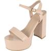 image:imageTOP Moda Women Block Chunky Thick High Heels Sandals Open Toe Platform Ankle Strap Strappy Jasmine1Nude Patent