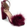 image:imageTOP Moda Women Chunky Heels Ankle Strap Sandals with Fur KONNER30 WINE 7