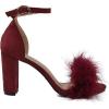 image:imageTOP Moda Women Chunky Heels Ankle Strap Sandals with Fur KONNER30 WINE 75