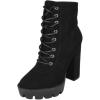 image:imageTOP Moda Women High Heel Combat Army Style Boots Lace Up Side Zipper Lug Platform Sole BootiesBlack Nubuck