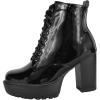 image:imageTOP Moda Women High Heel Combat Army Style Boots Lace Up Side Zipper Lug Platform Sole BootiesBlack Patent