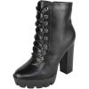 image:imageTOP Moda Women High Heel Combat Army Style Boots Lace Up Side Zipper Lug Platform Sole BootiesBlack Pu