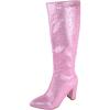 image:imageTOP Moda Women Knee High Rhinestone Studded Bling Boots Side Zippers Block High Heel Pointed Toe Sparkly MARTHA22Pink