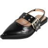 image:imageTOP Moda Women Pointed Toe Slingback Flats Elastic Ankle Strap Low Heel Dress Shoes Buckle Design Artist1Black Patent