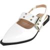 image:imageTOP Moda Women Pointed Toe Slingback Flats Elastic Ankle Strap Low Heel Dress Shoes Buckle Design Artist1White Patent