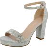 image:imageTOP Moda Women Rhinestone Platform High Heel Open Toe Dress Sandal Over The Toe Strap SilverSilver Rhinestone