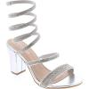 image:imageTOP Moda Women Rhinestone Spiral Ankle Strap Block Heels sandalsSilver Rhinestone