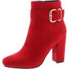 image:imageTOP Moda Womens Chunky High Heel Ankle Boots with BuckleRed