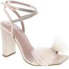 image:imageTOP Moda Womens Formal Rhinestone High Heel Sandal Ankle Strap With Bow BlackCream Satin