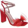 image:imageTOP Moda Womens Formal Rhinestone High Heel Sandal Ankle Strap With Bow BlackRed Satin