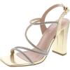 image:imageTOP Moda Womens Open Toe Chunky High Heel Ankle Strap Rhinestone SandalsGold Metallic