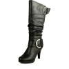 image:imageTOP Moda Womens Page65 Knee High Round Toe LaceUp Slouched High Heel BootsBlack22
