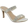 image:imageTOP Moda Womens Rhinestone Embellished Double Strap Open Toe Slide Stiletto Heel Mule SandalsWhite