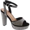 image:imageWomens Rhinestone Platform High Heel Open Toe Ankle Strap SandalsBlack Rhinestone