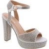 image:imageWomens Rhinestone Platform High Heel Open Toe Ankle Strap SandalsSilver Rhinestone