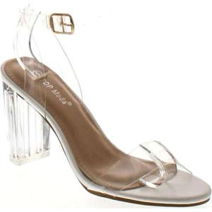 image:imageOver The Toe Cross Strap Block Heel Open Toe Dress SandalWhite1