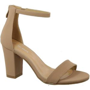 image:imageOver the Toe Strap Ankle Wrap Strap Heel Open Toe Medium Heel Tan 5
