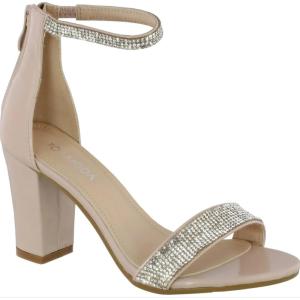 image:imageOver the Toe Strap Ankle Wrap Strap Heel Open Toe Medium HeelNude Patent