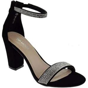 image:imageOver the Toe Strap Ankle Wrap Strap Heel Open Toe Medium HeelSilver Glitter
