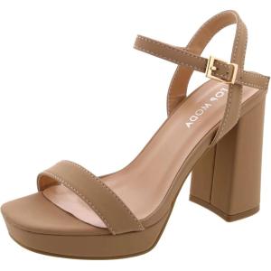 image:imagePlatform Chunky Heel Open Toe Sandal Ankle StrapTan