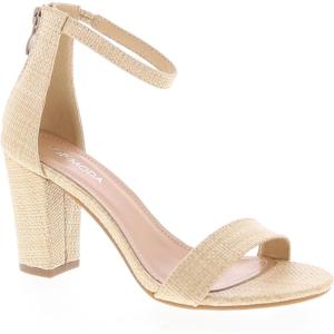 image:imageTOP MODA Hannah1 Ankle Strap Dressy High Heel Sandal Nonslip Sole For Wedding Party Prom Evening Wear or Any Occasion Sleek Style Block Heel SandalsBeige Raffia