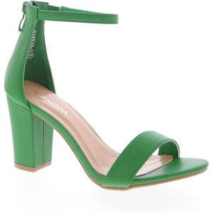 image:imageTOP MODA Hannah1 Ankle Strap Dressy High Heel Sandal Nonslip Sole For Wedding Party Prom Evening Wear or Any Occasion Sleek Style Block Heel SandalsGreen Pu