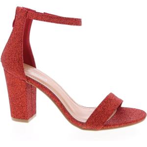 image:imageTOP MODA Hannah1 Ankle Strap Dressy High Heel Sandal Nonslip Sole For Wedding Party Prom Evening Wear or Any Occasion Sleek Style Block Heel SandalsRed Glitter