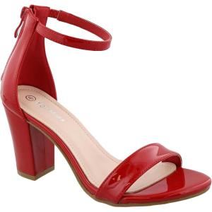 image:imageTOP MODA Hannah1 Ankle Strap Dressy High Heel Sandal Nonslip Sole For Wedding Party Prom Evening Wear or Any Occasion Sleek Style Block Heel SandalsRed Patent