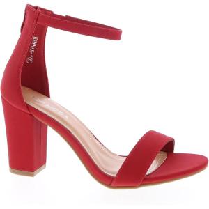 image:imageTOP MODA Hannah1 Ankle Strap Dressy High Heel Sandal Nonslip Sole For Wedding Party Prom Evening Wear or Any Occasion Sleek Style Block Heel SandalsRed Nubuck