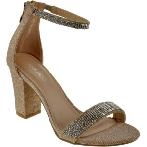 image:imageTOP MODA Hannah1 Ankle Strap Dressy High Heel Sandal Nonslip Sole For Wedding Party Prom Evening Wear or Any Occasion Sleek Style Block Heel SandalsRose Gold 45