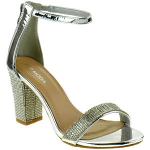 image:imageTOP Moda Belle 23 Womens Chunky Heel Rhiestone Band Platform Buckle Dress Sandals Silver 9