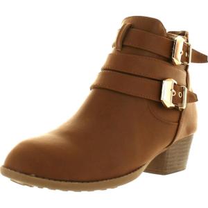 image:imageTOP Moda Cl14 Womens Buckle Straps Stacked Low Heel Ankle BootiesTan1