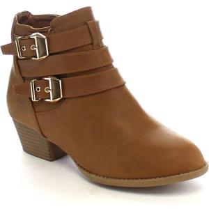 image:imageTOP Moda Cl14 Womens Buckle Straps Stacked Low Heel Ankle BootiesTanc