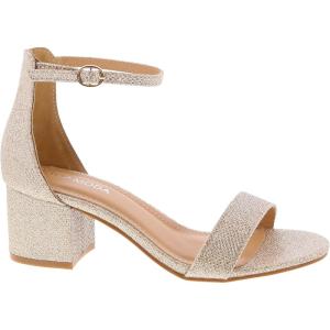 image:imageTOP Moda Darcie1 Ankle Strap Dressy High Heel Sandal Nonslip Sole For Wedding Party Prom Evening Wear or Any Occasion Sleek Style Block Heel SandalsChampagne Glitter