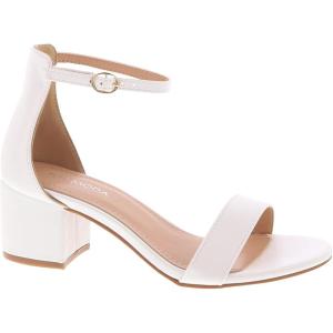 image:imageTOP Moda Darcie1 Ankle Strap Dressy High Heel Sandal Nonslip Sole For Wedding Party Prom Evening Wear or Any Occasion Sleek Style Block Heel SandalsWhite Pu